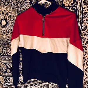 Striped quarter zip